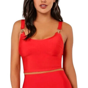 WOW COUTURE Red Hook Strap Bandage Crop Top S